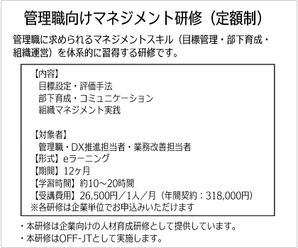 管理職向けマネジメント研修（定額制）